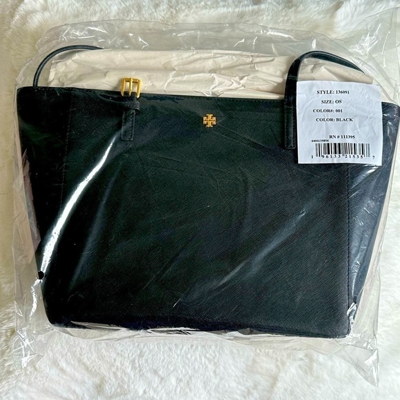 New Tory Burch bag tote black leather gold-tone hardware NWT. - Picture 12 of 12